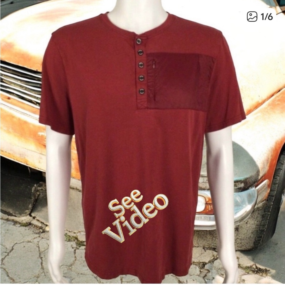 👛(ANY 2/$20) WOODS Short Sleeve Tee, 5 Decorative Button Functional Front Zipper